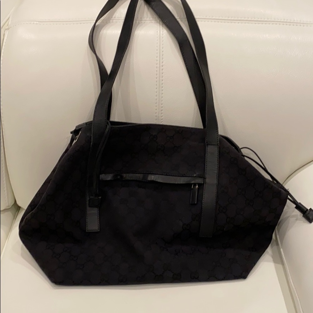 Old black Gucci bag heavily used lots of wear